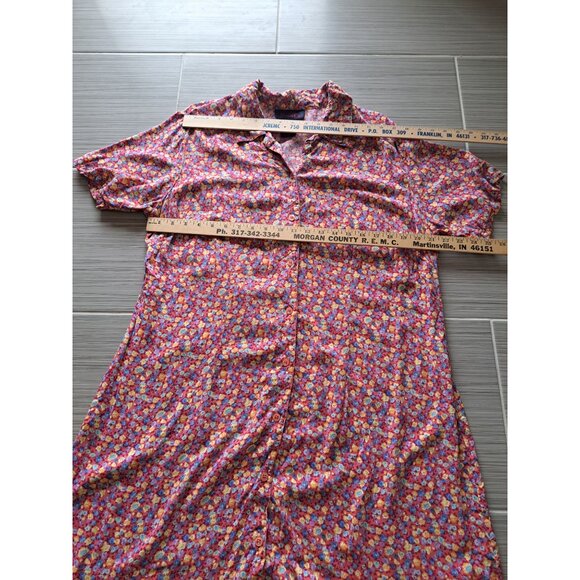 Denim & Co. Womens Floral Button Down Short Sleeve Dress Size 1X Rayon Multicolo - Picture 7 of 10